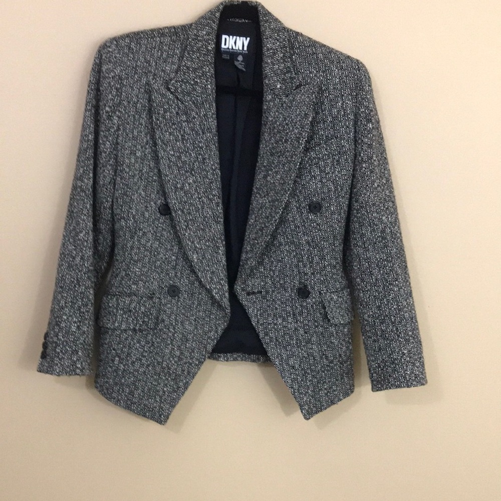 DNKY Black and White Wool Blazer
